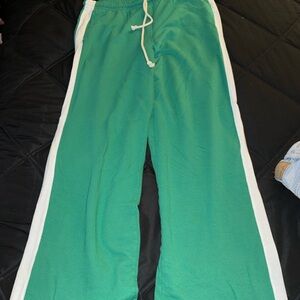 Universal Thread Green SweatPants with White Side Stripes